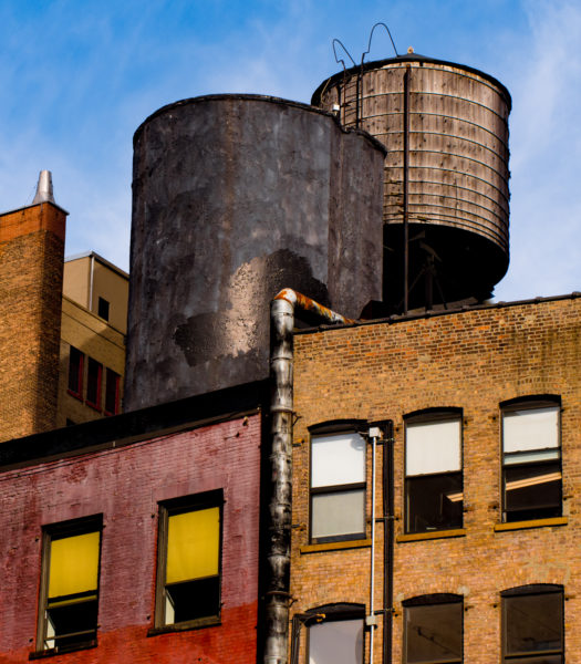 Ben Asen Personal Work Photo: color photo 2 water towers, Chelsea, Manhattan New York City