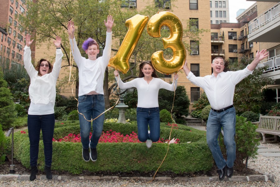 Ben Asen Celebration Photo: Bas Mitzvah Family Jumping with number 13