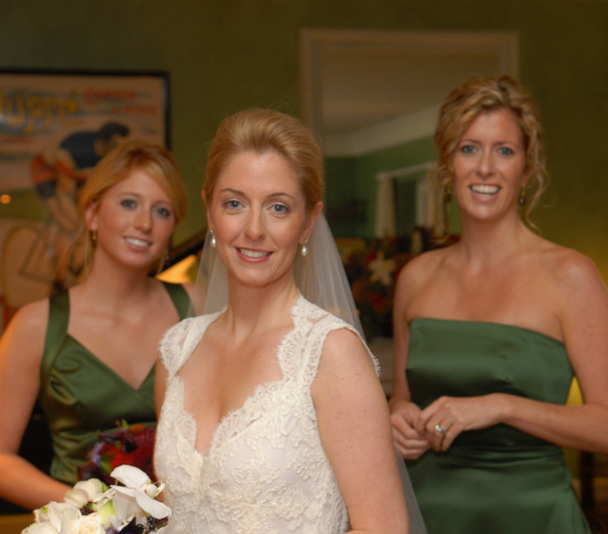 Ben Asen Celebration Photo: Color photo of bride with 2 bridesmaids