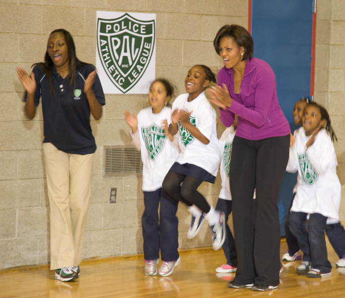 Ben Asen Event Photo: First Lady Michelle Obama's Let's Move Program At The Police Athletic League of New York with New York City exercising with kids