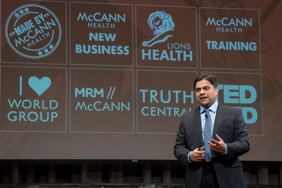 Ben Asen Event Photo: McCann Health President of Americas, Amar Urhekar speaking at McCann Health Staff Conference in New York City