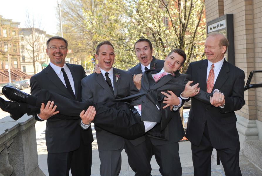 Ben Asen Celebrations Photo: Wedding, Groom being carried by ushers